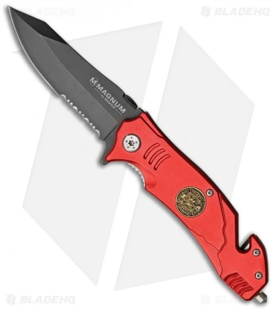 Boker Fire Fighter Rescue Spring Assisted Knife Red (3.375" Black Serr) 01LL470 1 Boker Fire Fighter Rescue Spring Assisted Knife Red (3.375" Black Serr) 01LL470